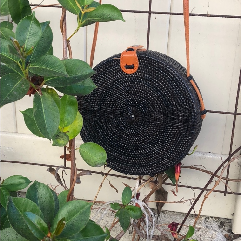 Faithfull the brand black woven round crossbody